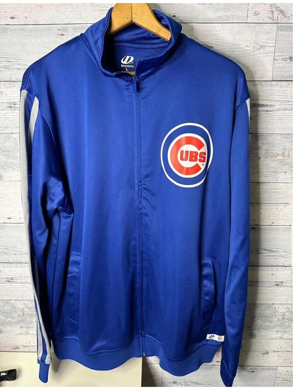Dynasty Chicago Cubs Royal Blue With Gray Full Zip Up Men's Sweater Size Large